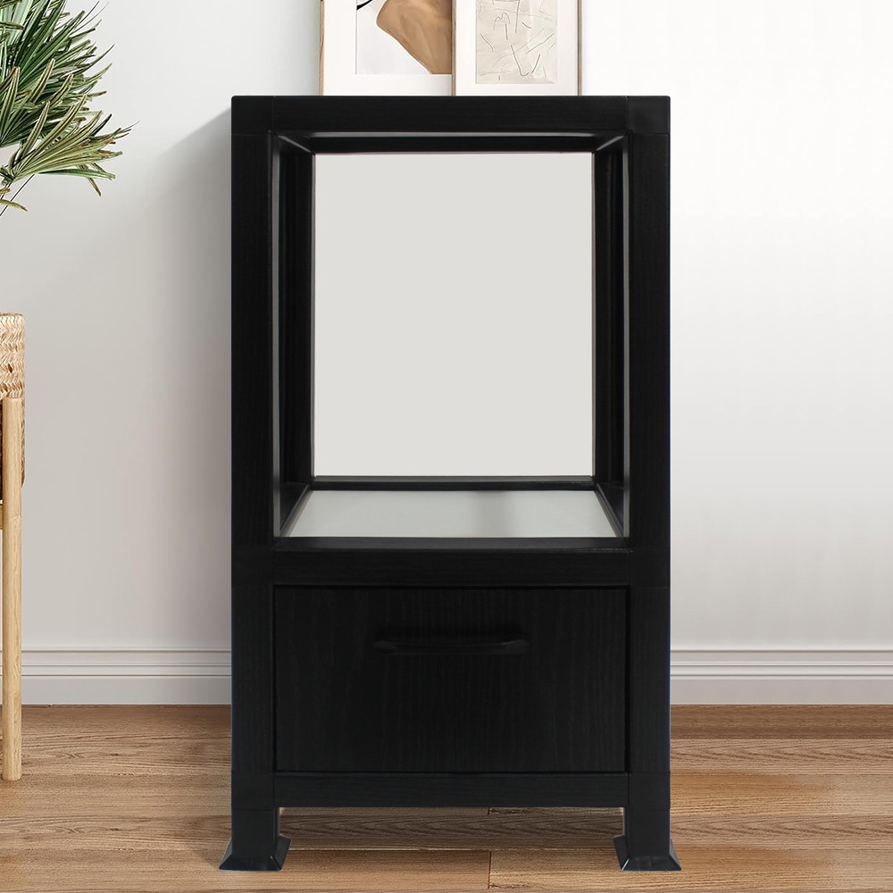 Paper Narrow side table with drawer and open shelf