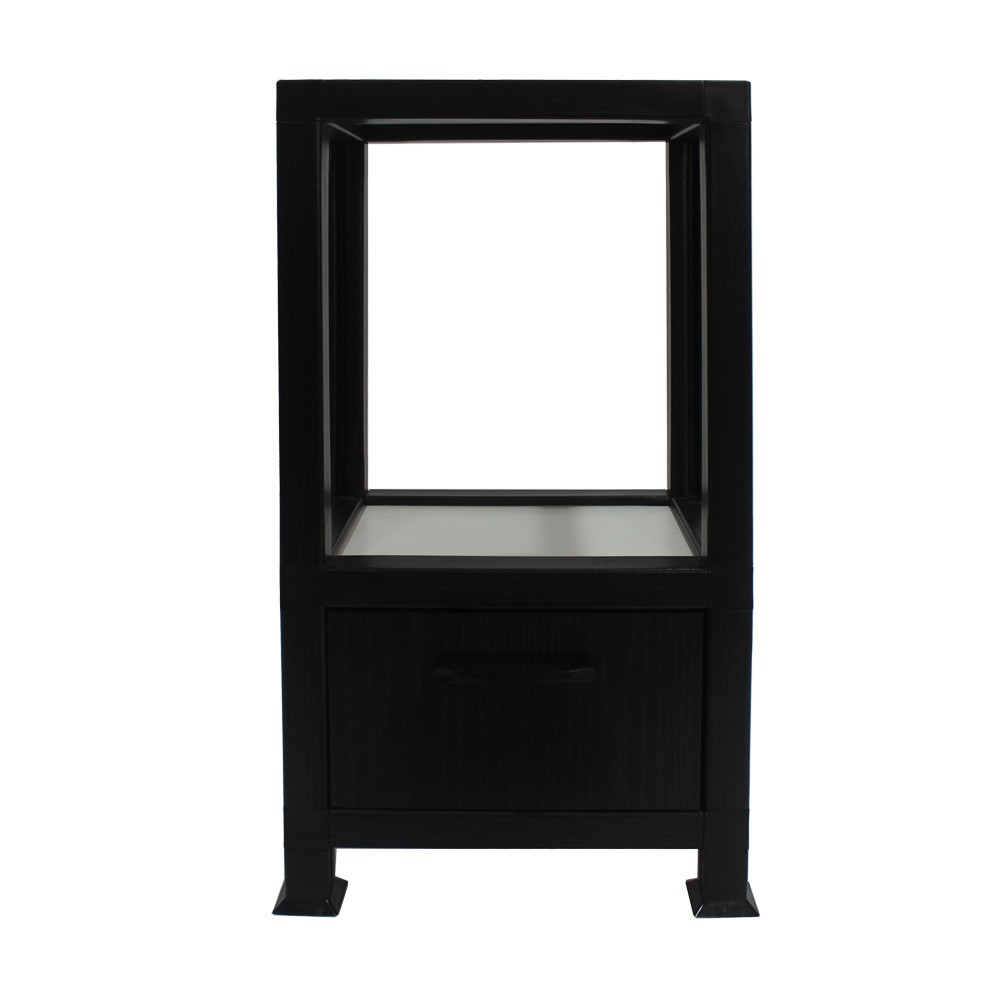 Paper Narrow side table with drawer and open shelf