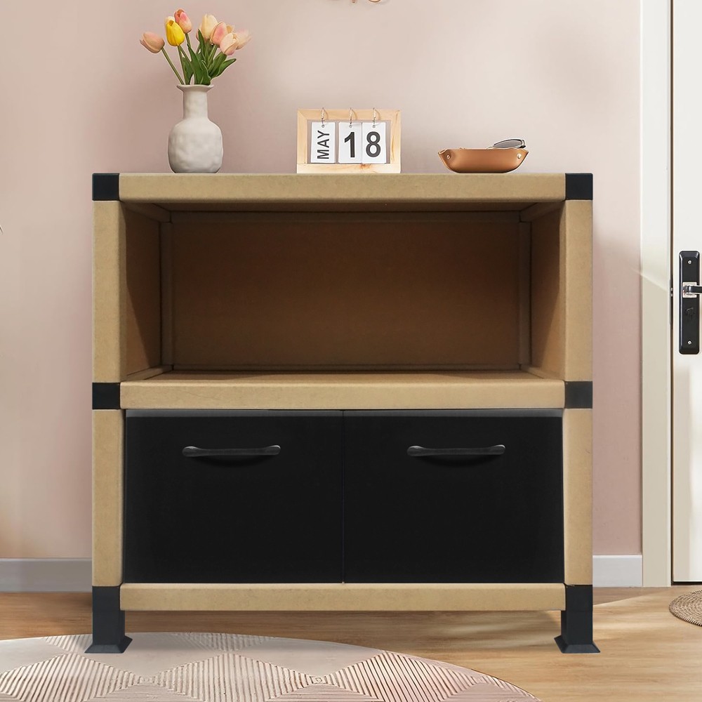 Paper Storage cabinet with drawers and open shelf