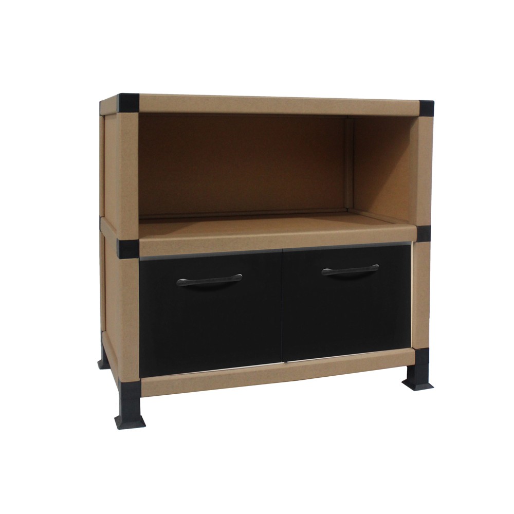 Paper Storage cabinet with drawers and open shelf