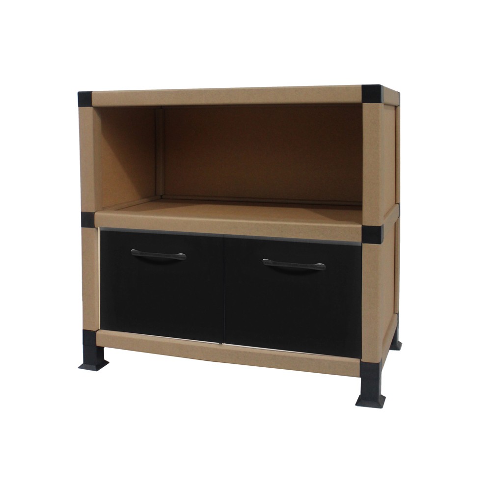 Paper Storage cabinet with drawers and open shelf