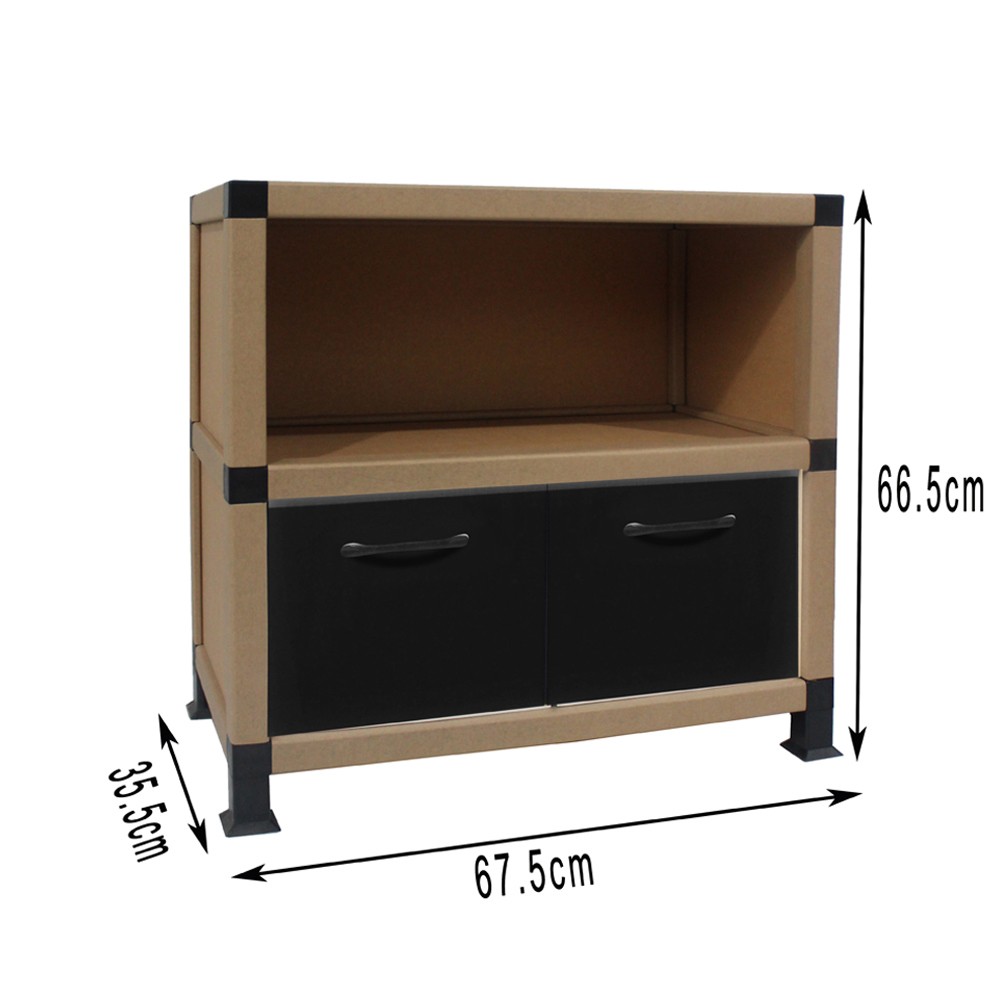 Paper Storage cabinet with drawers and open shelf